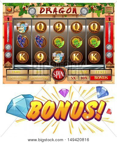 Game template with bonus award illustration