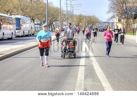 STOCKHOLM SWEDEN - May 04.2013: Public free sporting event. Professional athletes and sports fans participate in the marathon through the streets of the city