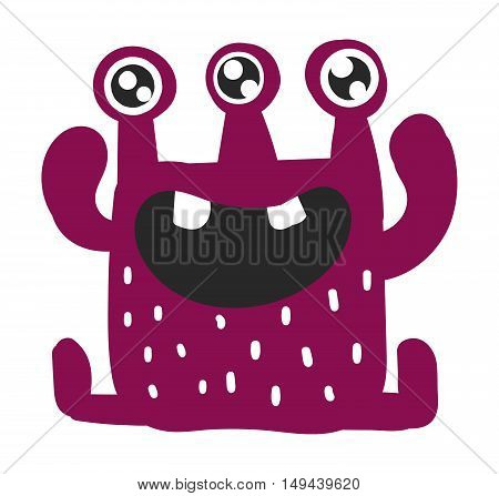 Cute monster color character funny design element. Humour emoticon fantasy monster unique expression sticker isolated. Alien sticker vector fantasy monster paint crazy animals.