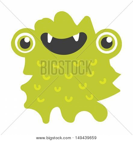 Cute monster color character funny design element. Humour emoticon fantasy monster unique expression sticker isolated. Alien sticker vector fantasy monster paint crazy animals.