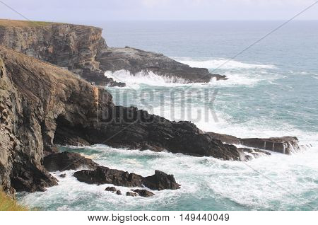 Coastline of Mizen Head in stormy weather County Cork, Ireland