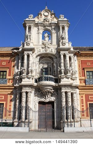 Facade of Saint Telmo Palace in Sevilla Spain