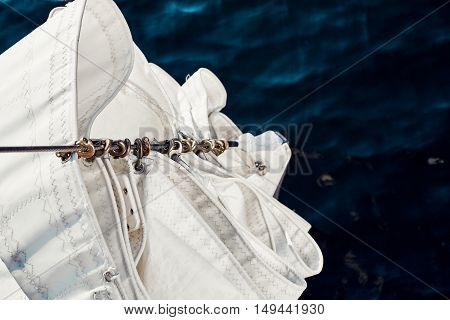 Top view staysail carbines on the bow, staysail had prepared for vira