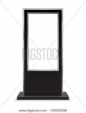 Electronic advertising information stand isolated on white background
