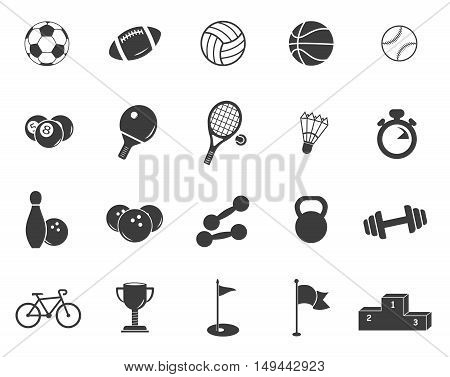Sports set icons. Sports set Vector isolated on white background. Flat vector illustration in black. EPS 10