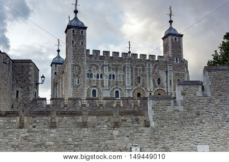 Twinlight view of Historic Tower of London, England, United Kingdom