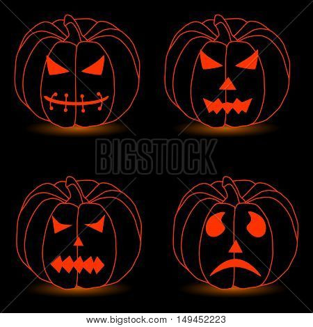 Vector illustration of logo for yellow pumpkin halloween