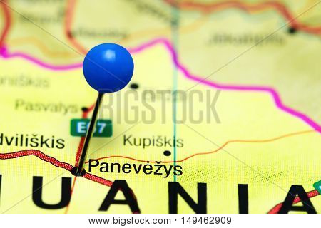 Panevezys pinned on a map of Lithuania