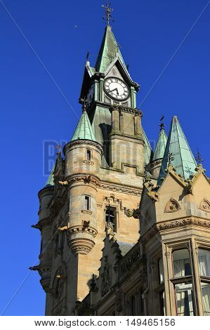 Clock Tower On Town Hall In Dunfermline, Scotland