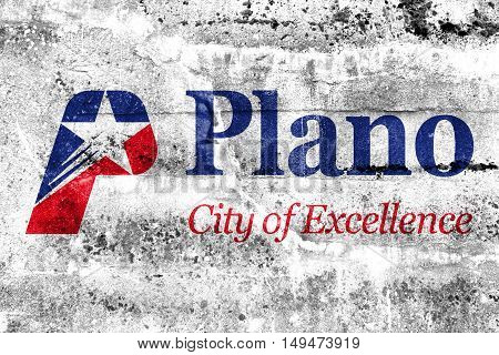 Flag Of Plano, Texas, Usa, Painted On Dirty Wall