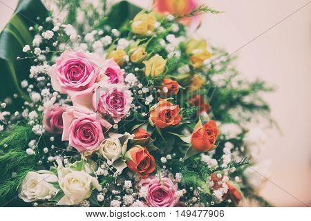 Bouquet of beautiful flowers. Selective focus image
