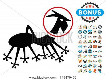 Alien Creature Skafandr icon with 2017 year bonus vector pictograms. Design style is flat symbols, white background.