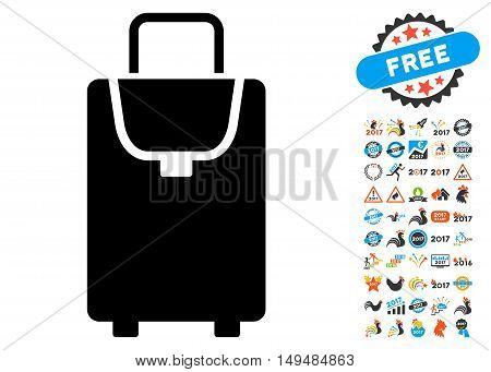 Carryon icon with 2017 year bonus vector pictographs. Clipart style is flat symbols, white background.