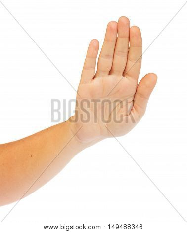 Stop hand gesture on isolated on white background