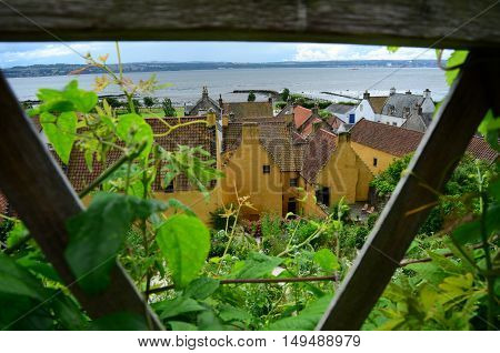 A view across the gardens to the old palace in Culross