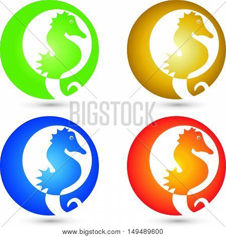 Logo, seahorse, colored, fish, animal logo, seafood