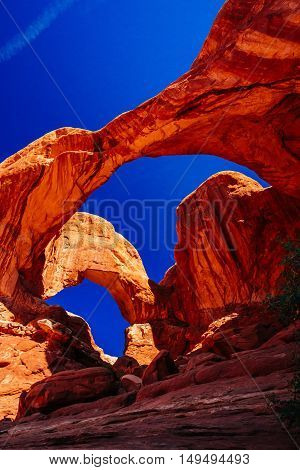 Double Arch In Arches National Park, Utah, Usa
