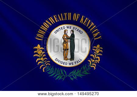 Flag of Kentucky state in United States. 3D illustration