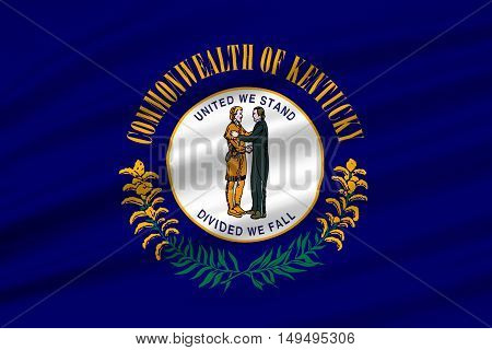 Flag of Kentucky state in United States. 3D illustration