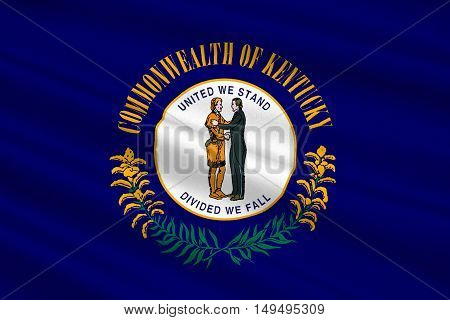 Flag of Kentucky state in United States. 3D illustration