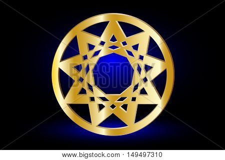 Nine pointed star , stars in a circle