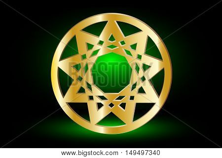 Nine pointed star , stars in a circlee