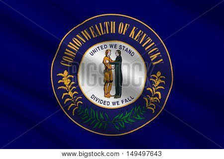 Flag of Kentucky state in United States. 3D illustration