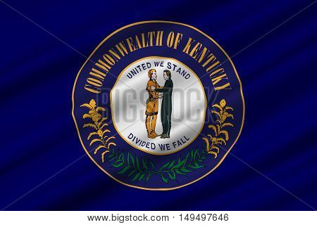 Flag of Kentucky state in United States. 3D illustration