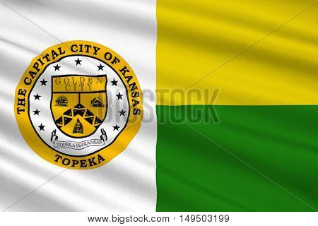 Flag of Topeka is the capital city of the State of Kansas United States. 3D illustration