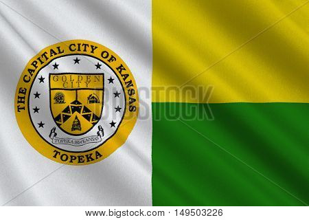 Flag of Topeka is the capital city of the State of Kansas United States. 3D illustration