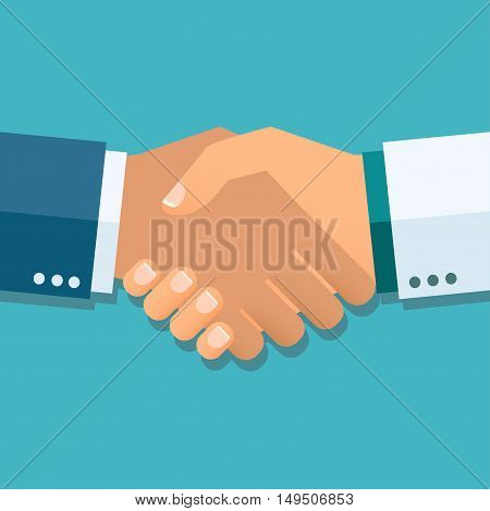 Vector handshake illustration. Background for business and finance.