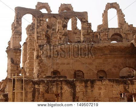 Well saved structure of the well-known amphitheater in El Djem