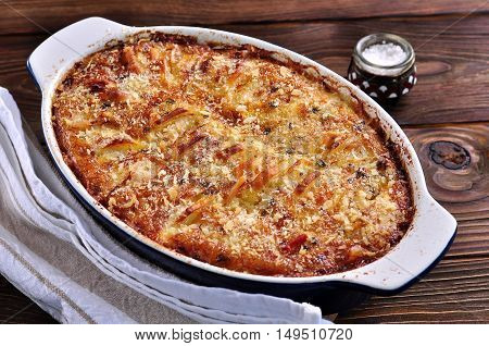 Potato kugel gratin, dinner food, potato casserole