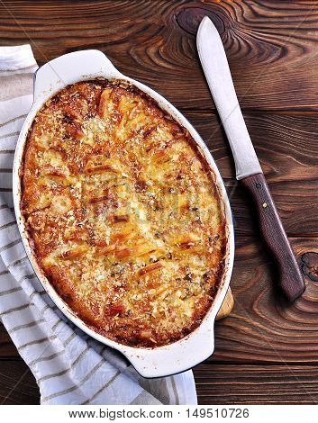 Potato kugel gratin, dinner food, potato casserole
