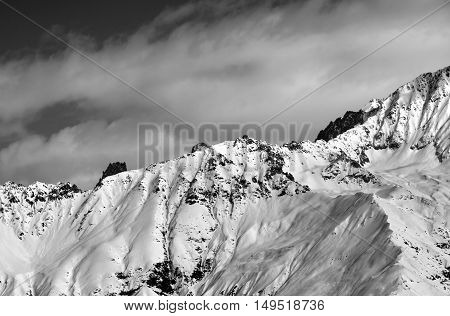 Black And White Winter Snow Mountains At Nice Sunny Day