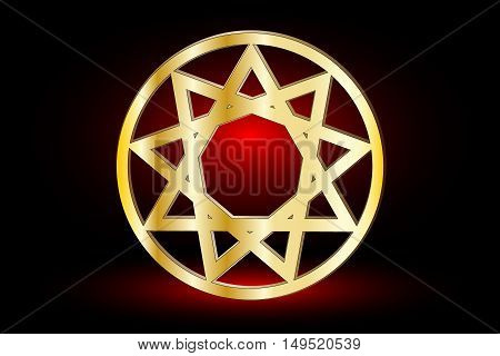 Nine pointed star , stars in a circle