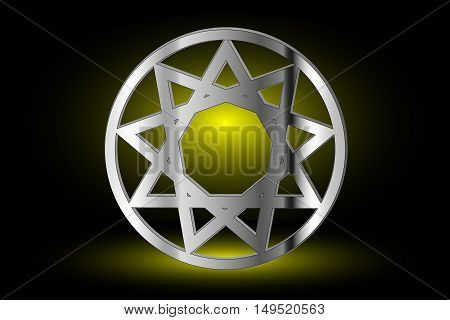 Nine pointed star , stars in a circle