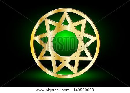 Nine pointed star , stars in a circle