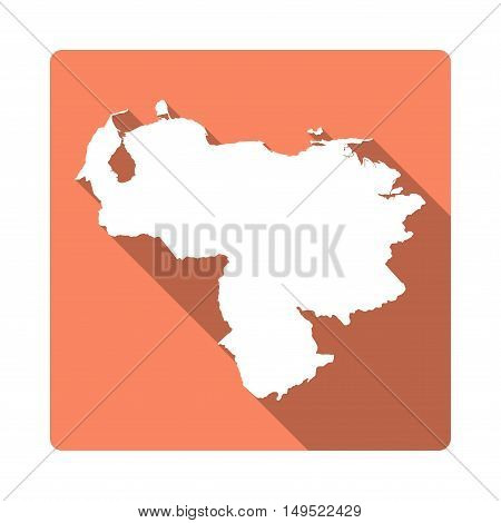 Vector Venezuela, Bolivarian Republic Of Map Button. Long Shadow Style Venezuela, Bolivarian Republi