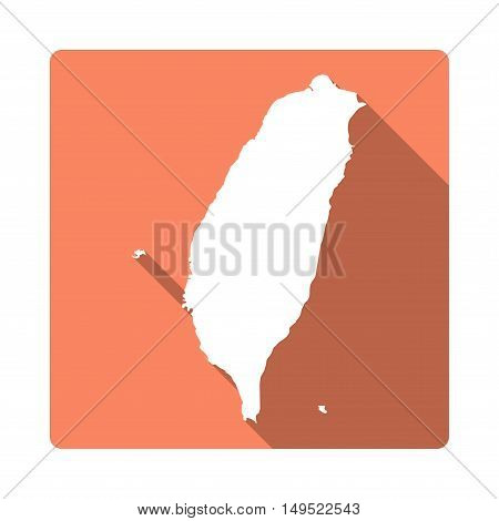 Vector Taiwan, Republic Of China Map Button. Long Shadow Style Taiwan, Republic Of China Map Square