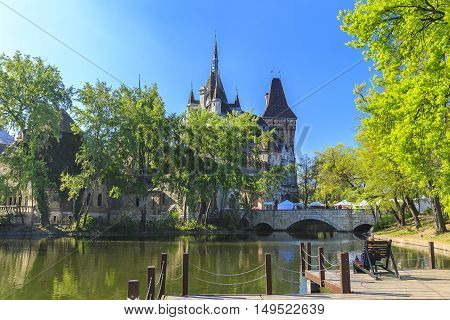 Vajdahunyad Castle in Budapest nature bacdrop buildings