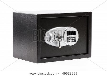 Black Metal Safe Box With Numeric Keypad Locked System And Keys