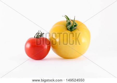 Fresh ripe tomatoes isolated on white background