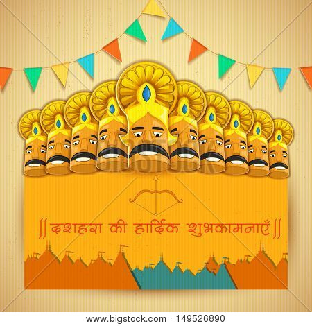 llustration of Raavana with ten heads for Dussehra Navratri festival of India poster