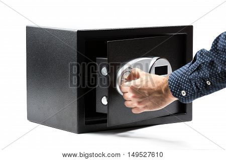 Man Hand Opened A Safe Deposit Box
