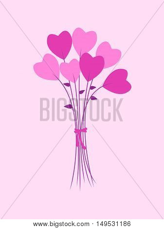 Bouquet of Flowers in a heart-shaped. Valentine's Day greeting Card.