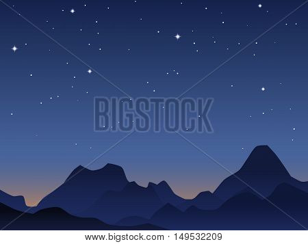 Mountains silhouette over dawn sky vector illustration