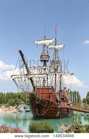 Pirate Ship in Sazova Science Art and Cultural Park in Eskisehir City Turkey
