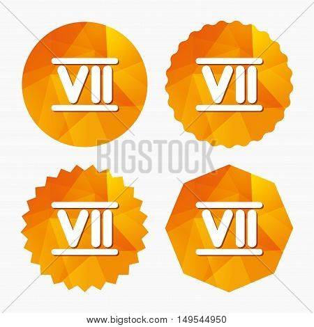 Roman numeral seven sign icon. Roman number seven symbol. Triangular low poly buttons with flat icon. Vector