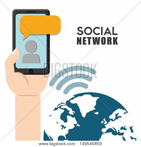 Social netwok hand world connection cellphone message